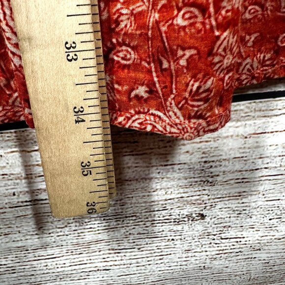 Margaret OLeary Maxi Skirt Womens S Orange White Tiered Pull On Elastic Waist - Picture 6 of 8